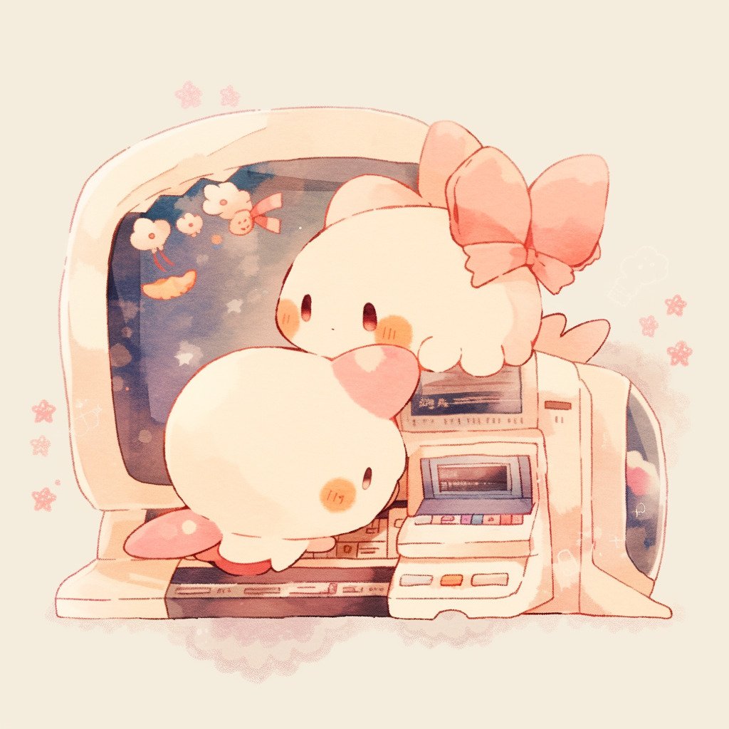 **a kawaii computer using a screen --style cute --niji 5** - Image #1