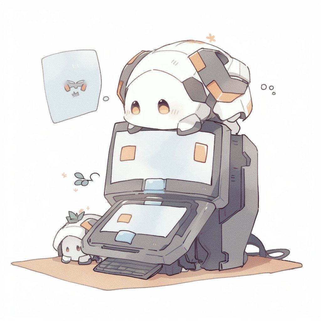 **a kawaii robot using a computer --style cute --niji 5** - Image #2