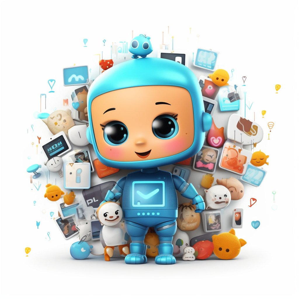 **A cute mascot representing an AI assistant surrounded by social media icons --v 5.1** - Image #3