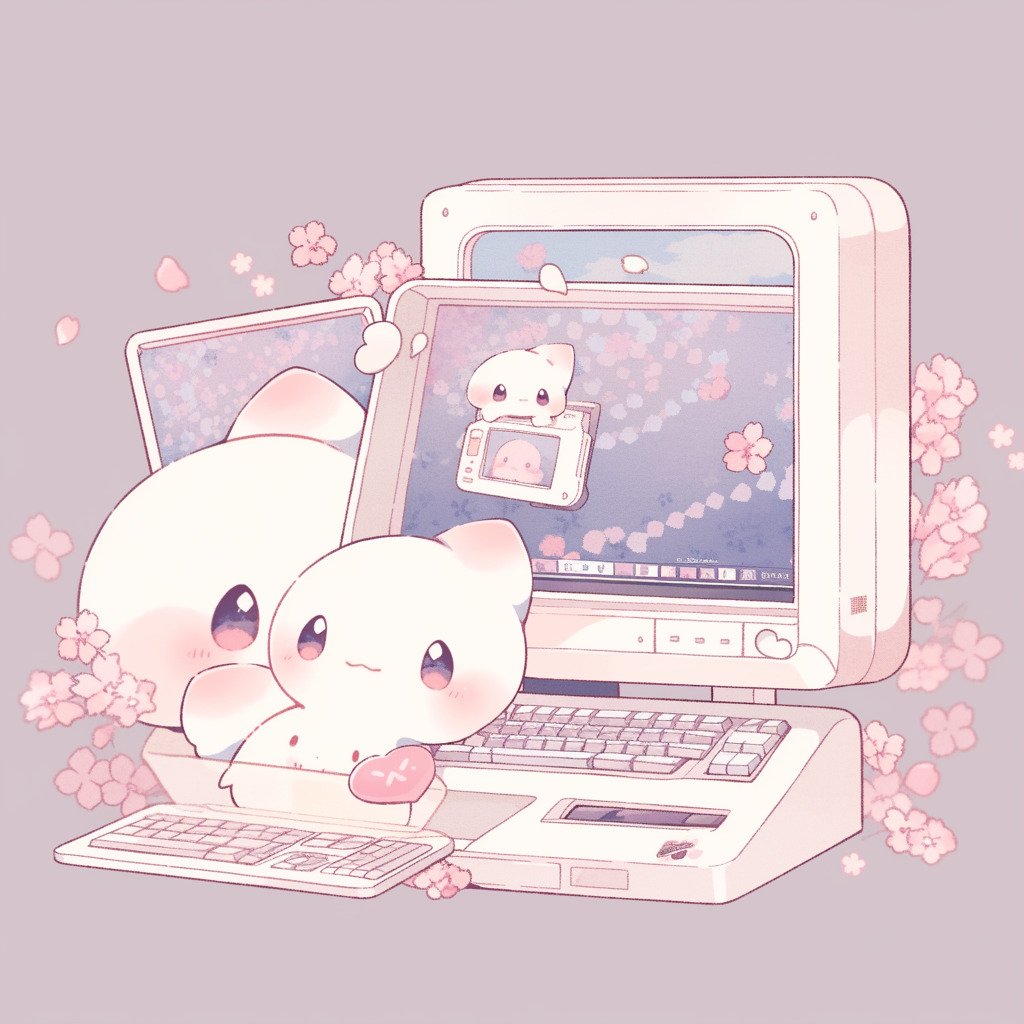 **a kawaii computer using a computer --style cute --niji 5** - Image #1