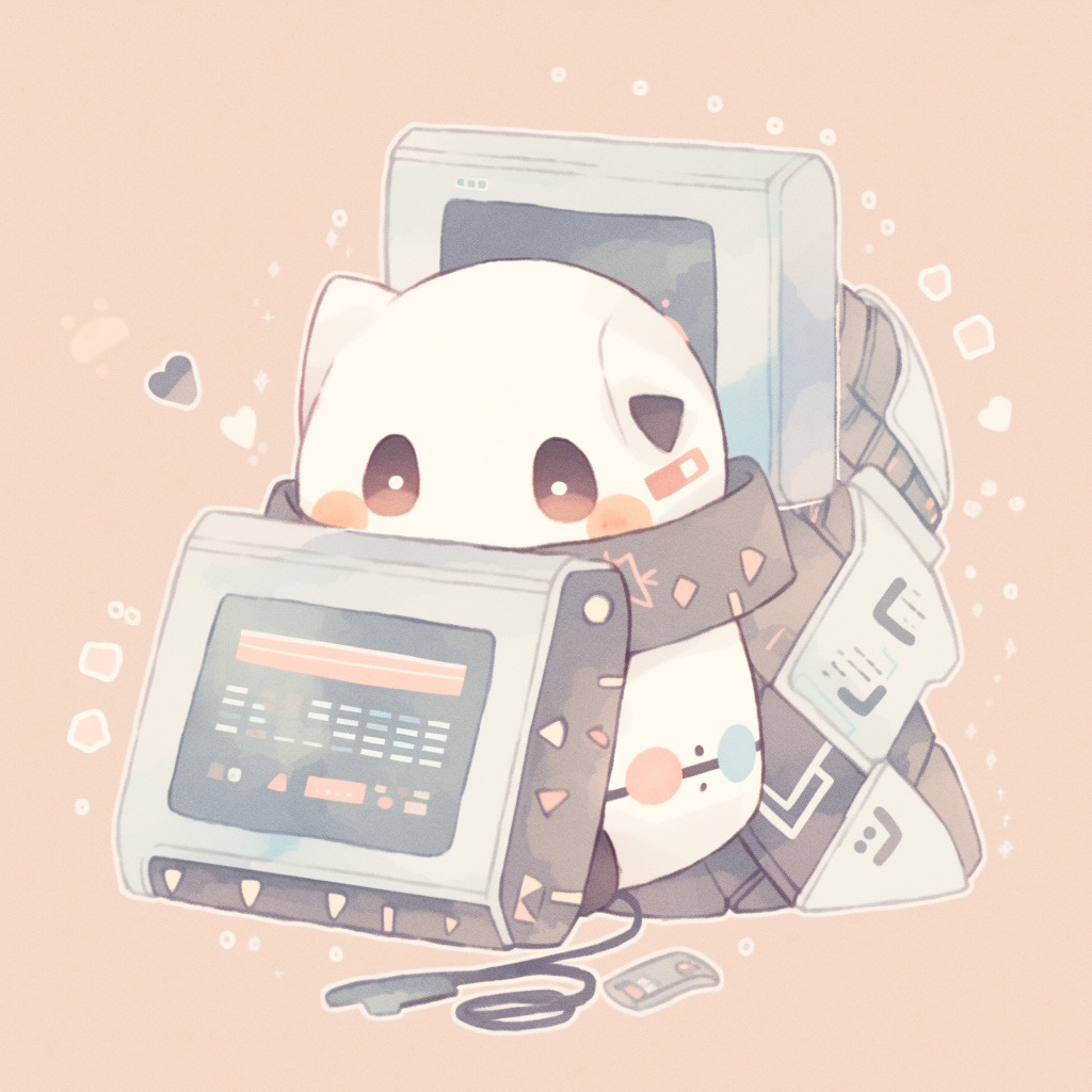 **a kawaii robot using a computer --style cute --niji 5** - Image #1