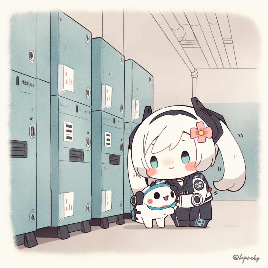 **a kawaii robot using a data center --style cute --niji 5** - Image #1