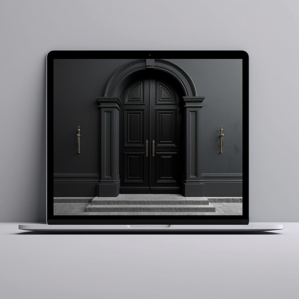 **a minimalist website on a computer. door open --v 5.1** - Image #3