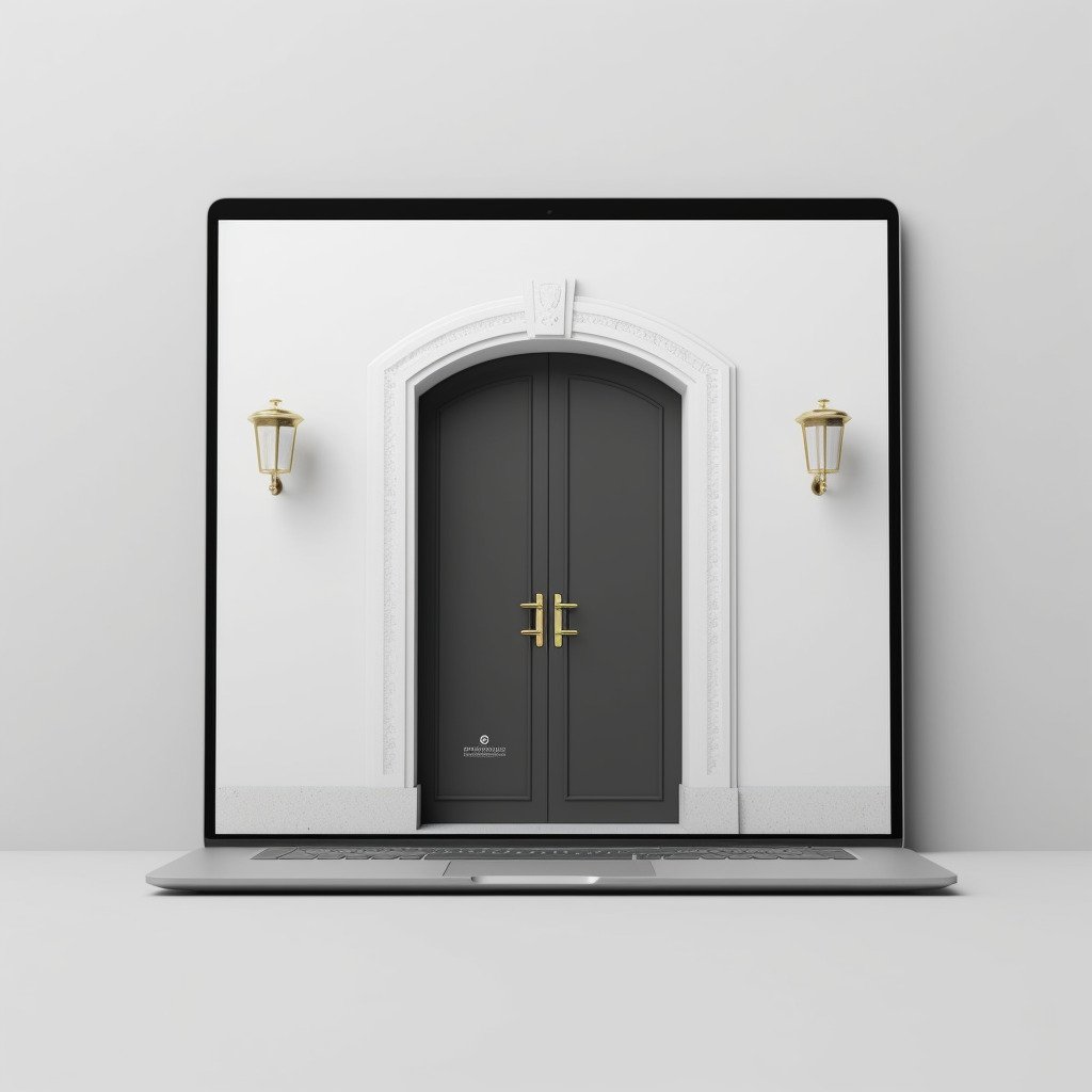 **a minimalist website on a computer. door open --v 5.1** - Image #1